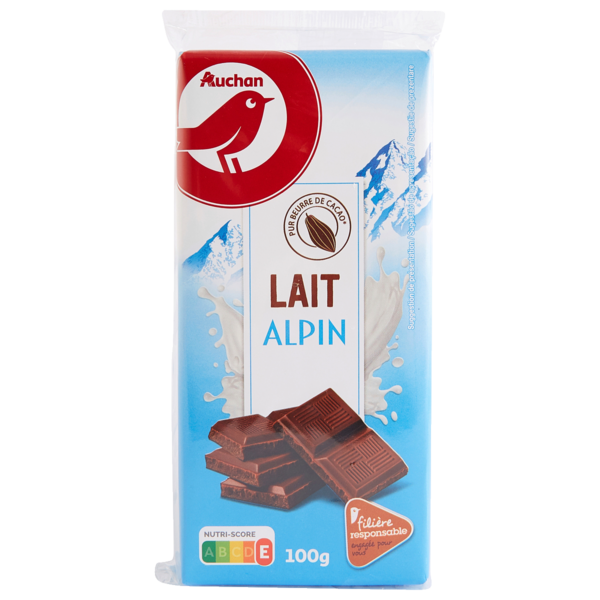 Chocolat Au Lait Alpin Filière Auchan "Cultivons Le Bon"