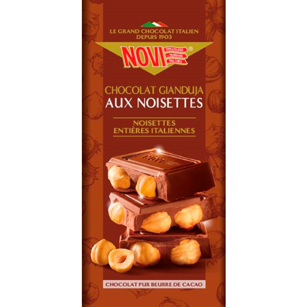 Tablette De Chocolat Gianduja Aux Noisettes Entières Novi