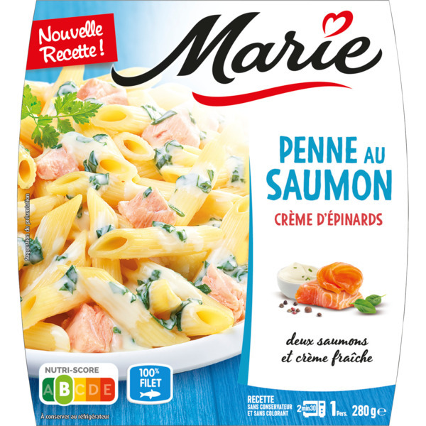 Penne Saumon Crème Épinards Marie 