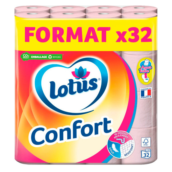 Papier Toilette Confort Aquatube Rose Lotus