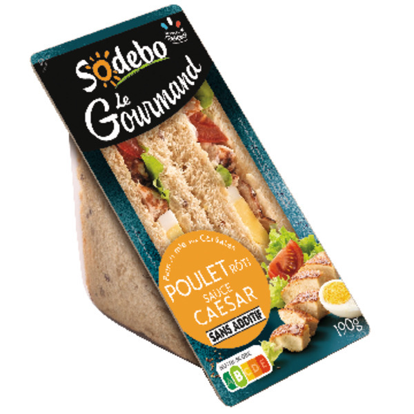 Sandwich Le Gourmand Club Cereales Poulet Caesar Sodebo