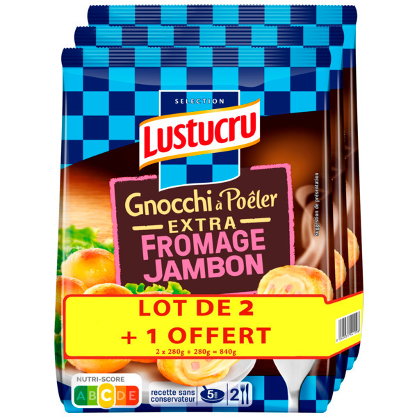 Gnocchi À Poêler Extra Fromage Jambon Lustucru 