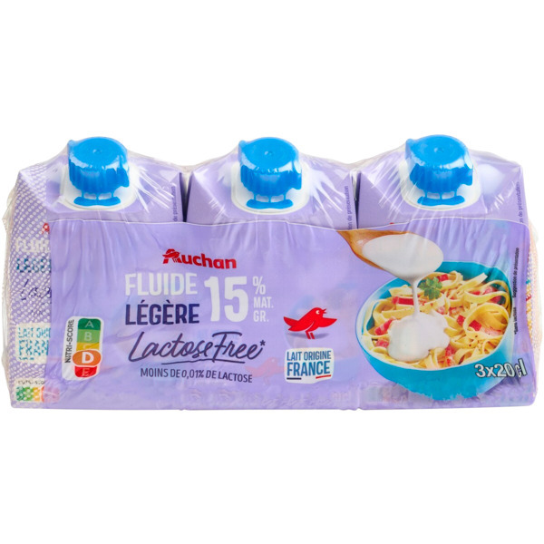 Creme Légère Fluide Sans Lactose Uht Auchan 