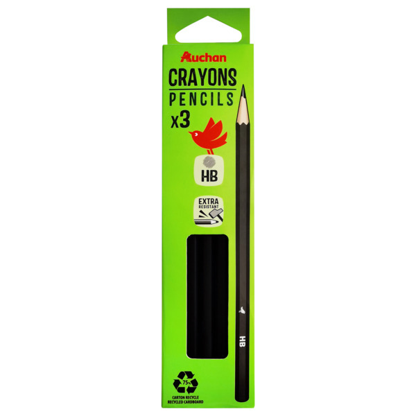 3 Crayons Graphite Hb Auchan