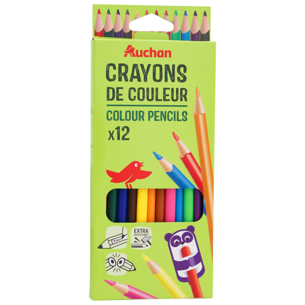 12 Crayons De Couleurs Auchan