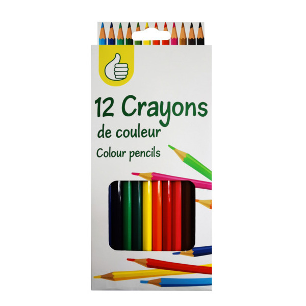 12 Crayons Couleurs Pouce