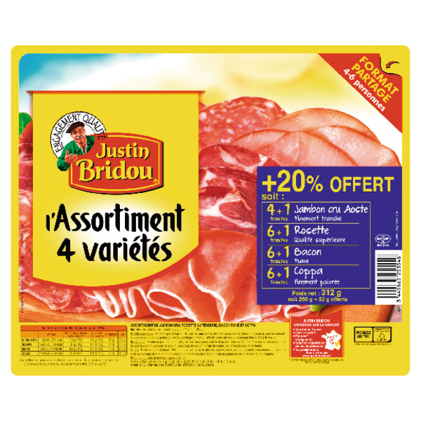 Assortiment De Charcuterie 4 Variétés Justin Bridou