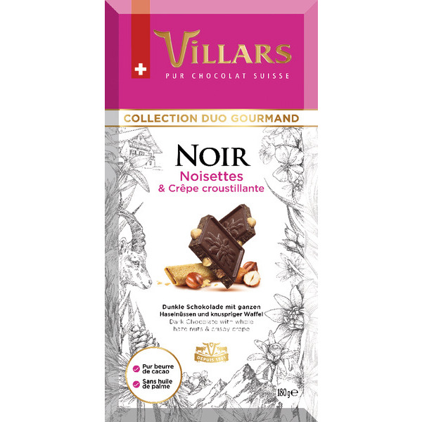 Tablettes De Chocolat Noir Noisettes Et Crêpe Croustillante Villars