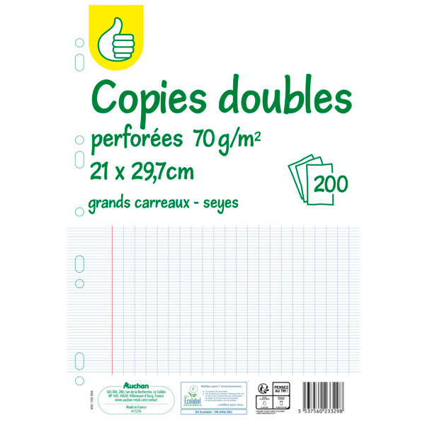 Lot De 200 Copies Doubles Pouce