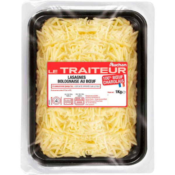 Lasagnes À La Bolognaise Auchan Le Traiteur