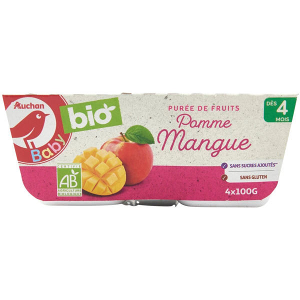 Purée De Fruits Auchan Baby Bio