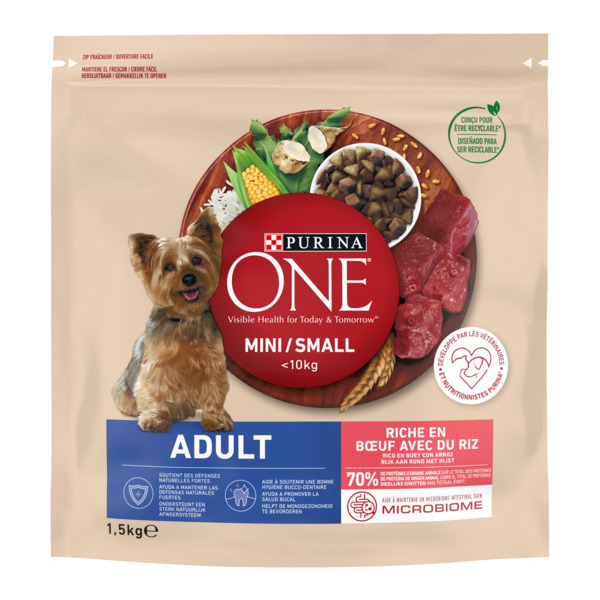 Croquettes Riche En Boeuf Avec Du Riz Pour Chien Actifs De Petite Taille Purina One