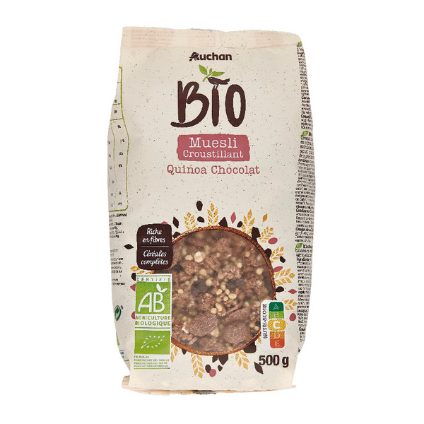 Muesli Croustillant Quinoa Chocolat Auchan Bio