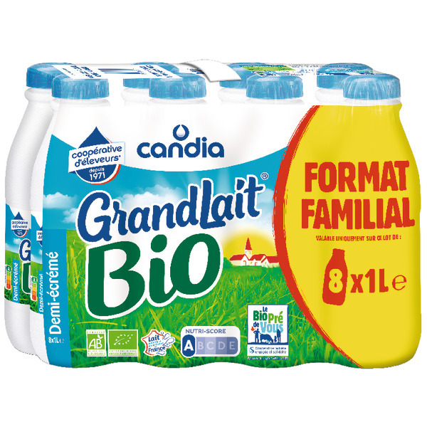 Grandlait Bio Demi-Écrémé Candia