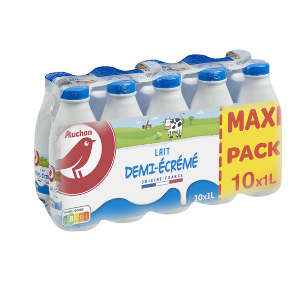 Lait Demi-Écrémé Auchan