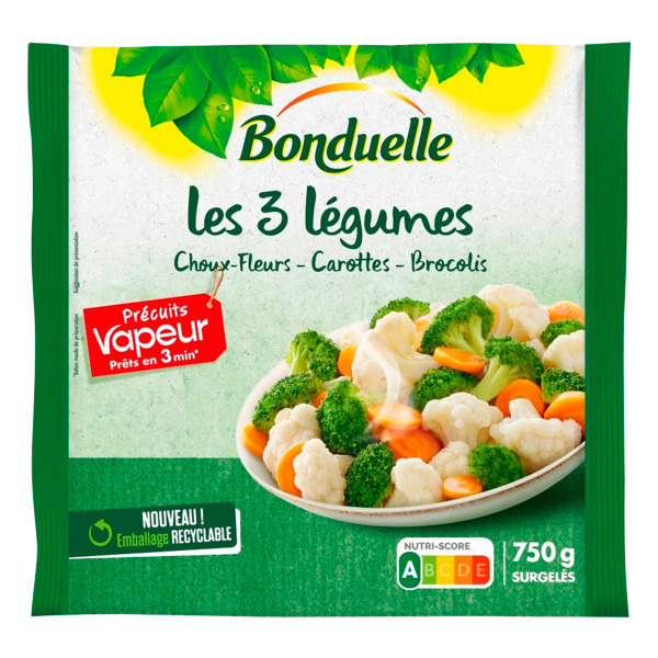 Les 3 Légumes Précuit Vapeur Surgelés Bonduelle