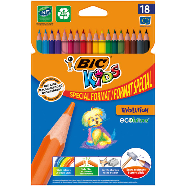 18 Crayons De Couleur Evolution Kids Bic