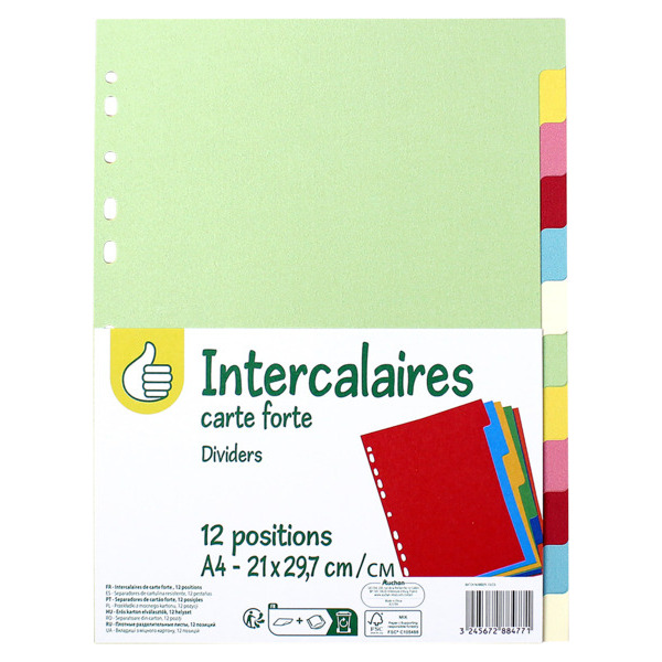 Intercalaire Carton Pouce