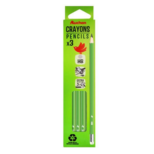 3 Crayons Graphite Hb Auchan