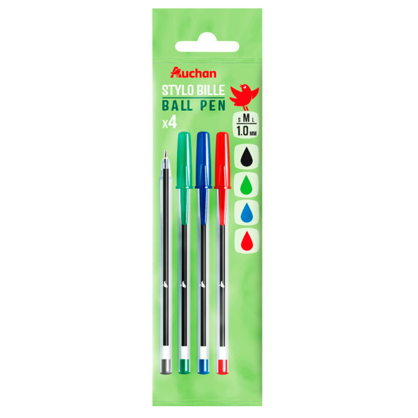 4 Stylos Billes  Auchan