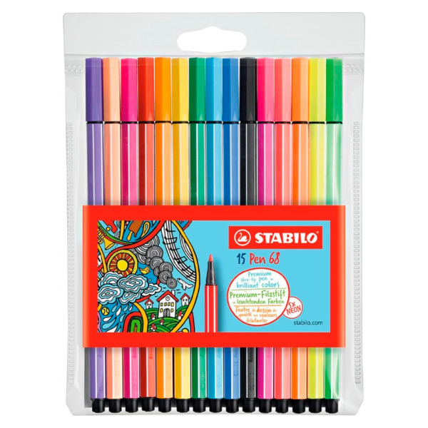 15 Stylos Feutre Pen 68 Stabilo