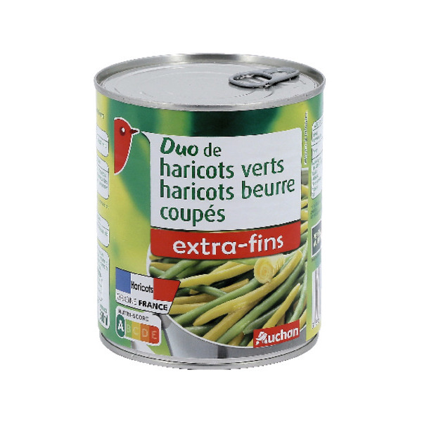 Duo De Haricots Verts Et Beurre Coupés Auchan