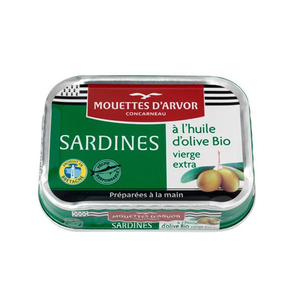 Sardines Entières À L'huile D'olive Bio Les Mouettes D'arvor