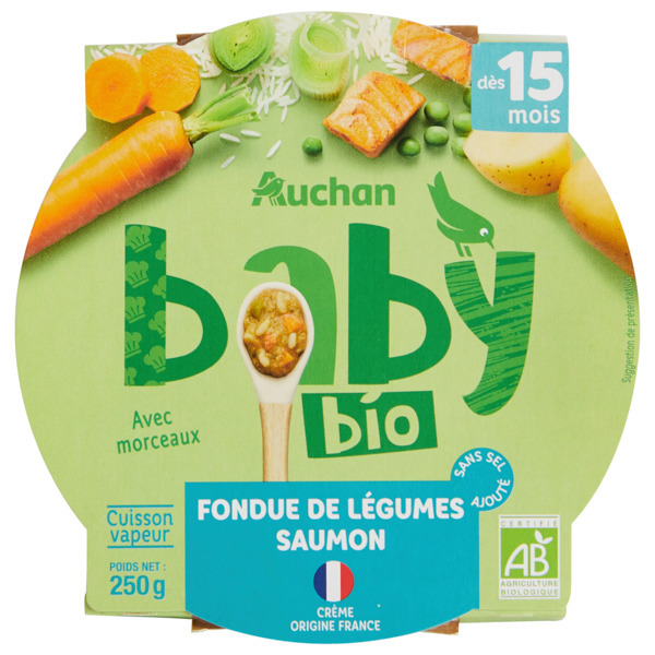 Repas Assiettes Fondue De Légumes Et Saumon Auchan Baby Bio