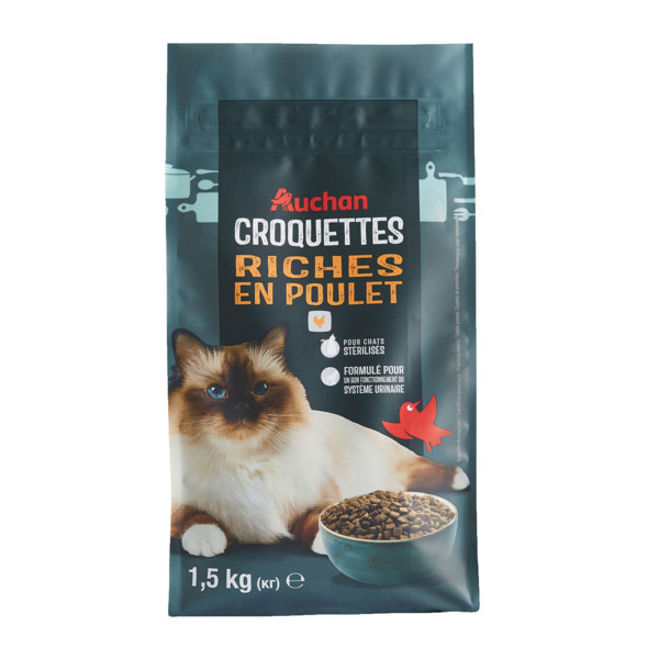 Croquettes Riches En Poulet Chat Stérilisé Auchan