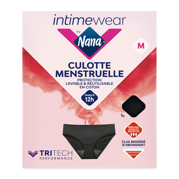 Culotte Menstruelle Noire En Coton Nana