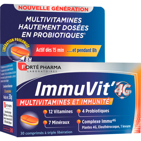 Forté Pharma Immuvit'4G Immunité Adulte Vitamines Minéraux Et Ferments