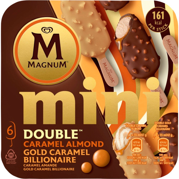 Mini Bâtonnets Glacés Double Caramel Et Amande Magnum