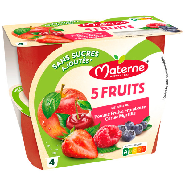 Compote Coupelles Fruits Materne