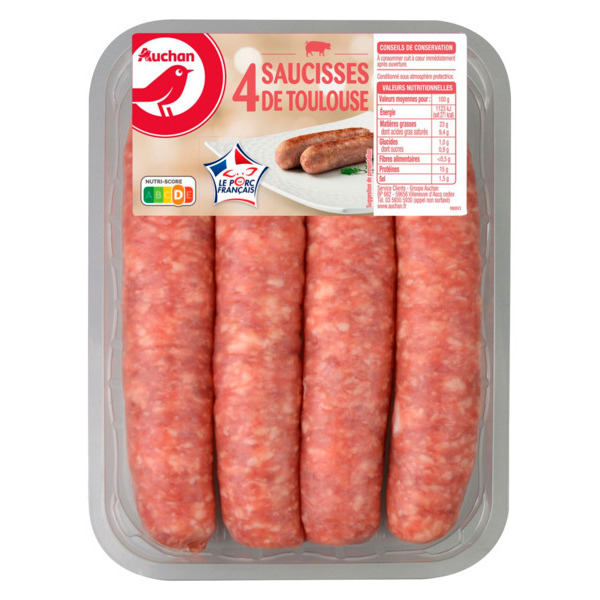 4 Saucisses De Toulouse Auchan