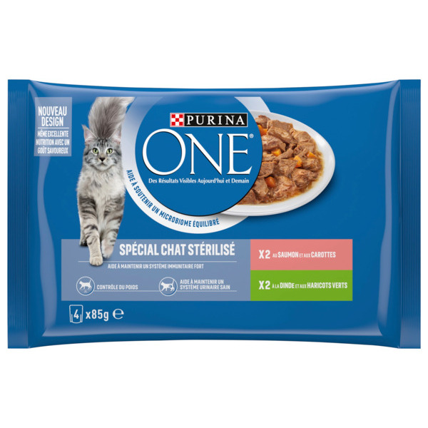 Sachets Fraîcheurs Au Saumon Et À La Dinde Pour Chat Adulte Stérilisé Purina One