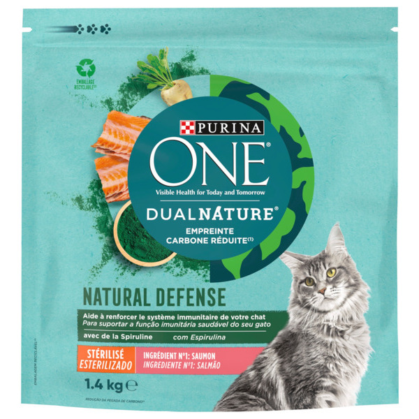 Croquettes Au Saumon Et Spiruline Pour Chat Stérilisé Purina One Dualnature