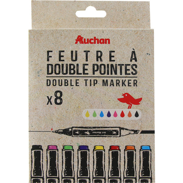 Auchan 8 Feutres Doubles Pointes