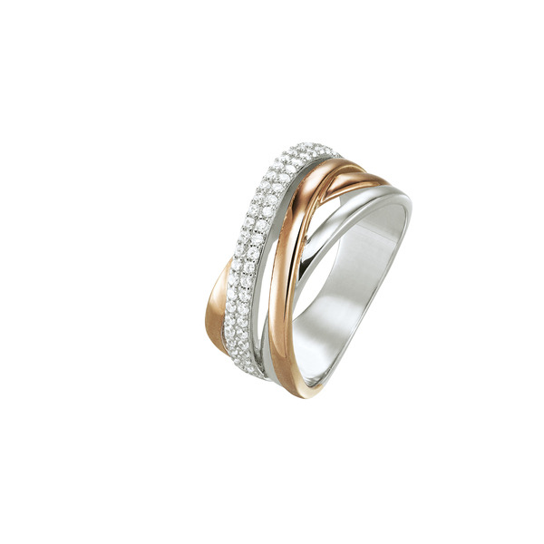 Bague Argent Bicolore Et Oxydes De Zirconium