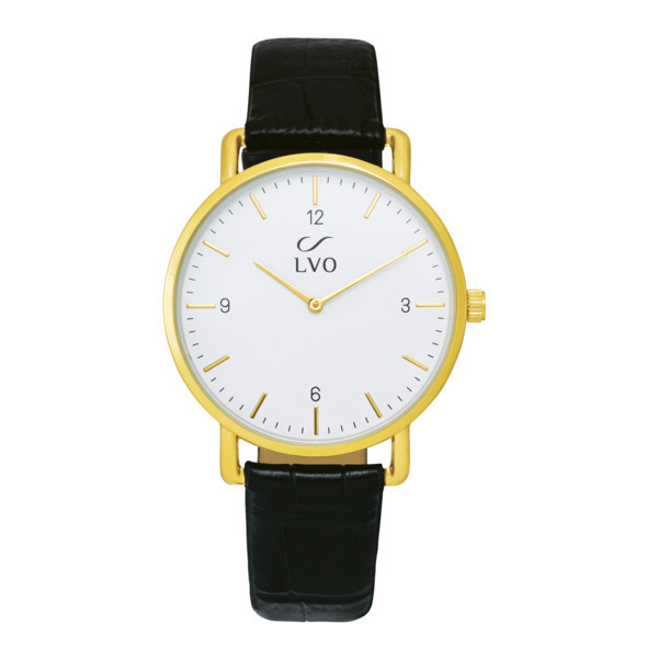 Montre Lvo Homme Bracelet Cuir Noir