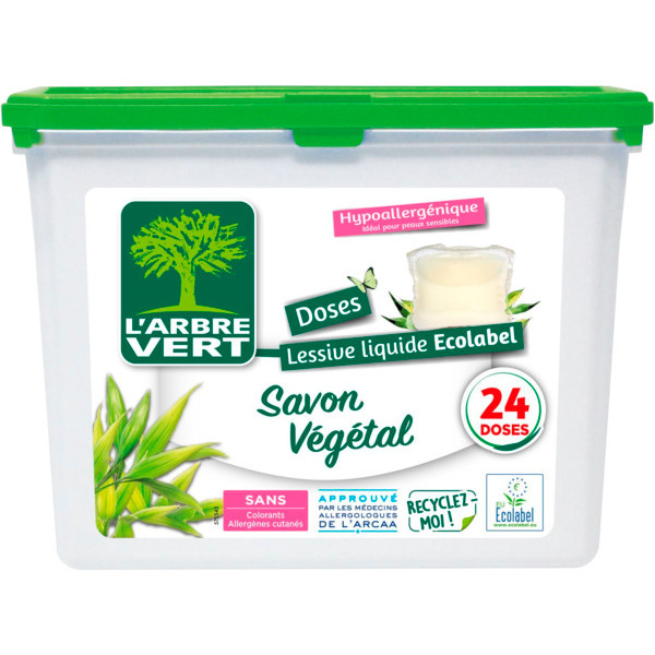 Lessive Capsule Savon Végétal Hypoallergénique L'arbre Vert