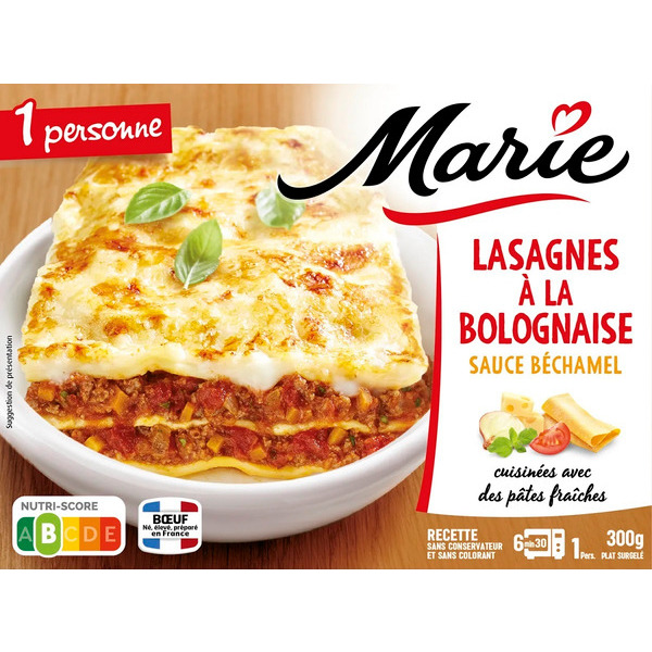 Lasagnes À La Bolognaise Surgelées Marie