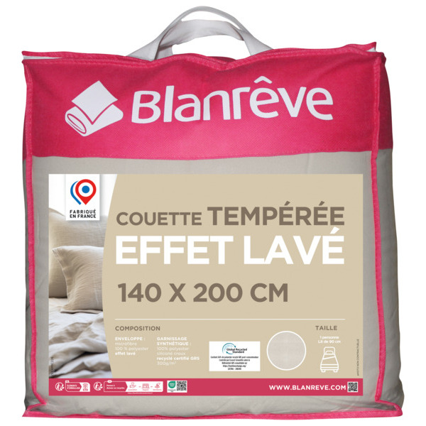 Couette Tempérée Effet Lin Lavé Blanrêve 