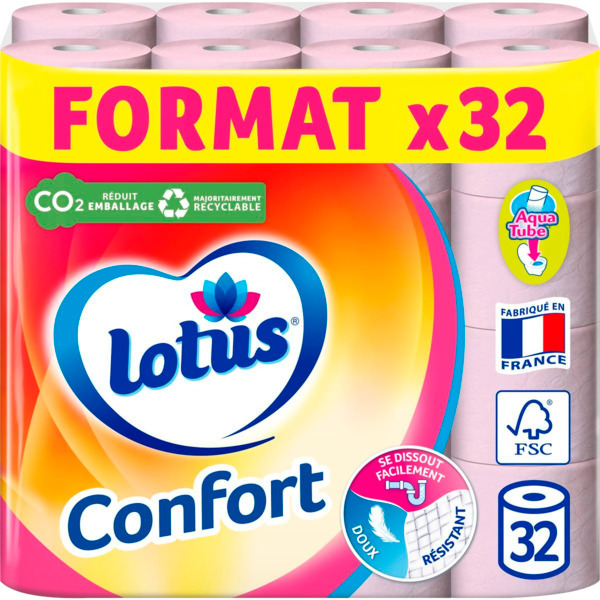 Papier Toilette Confort Aquatube Rose Lotus