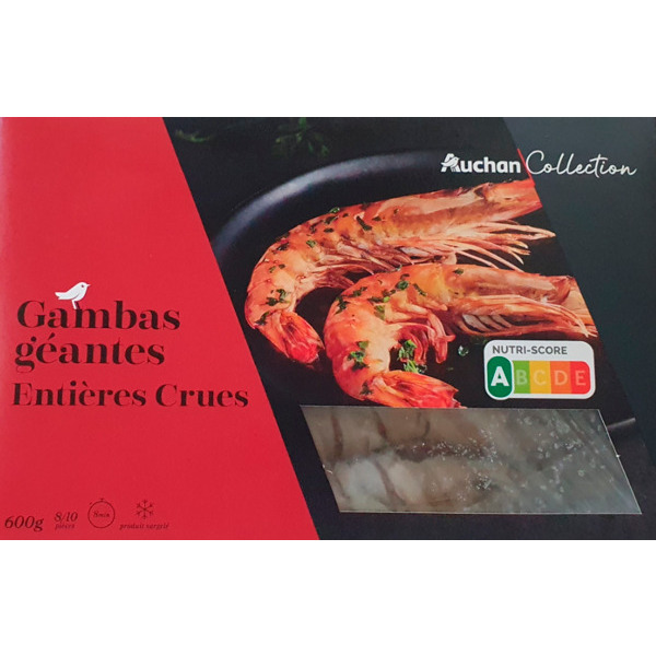 Gambas Géantes Entières Crues Surgelées Auchan Collection