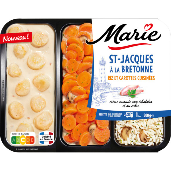 St Jacques À La Bretonne Riz Carottes Crème Marie