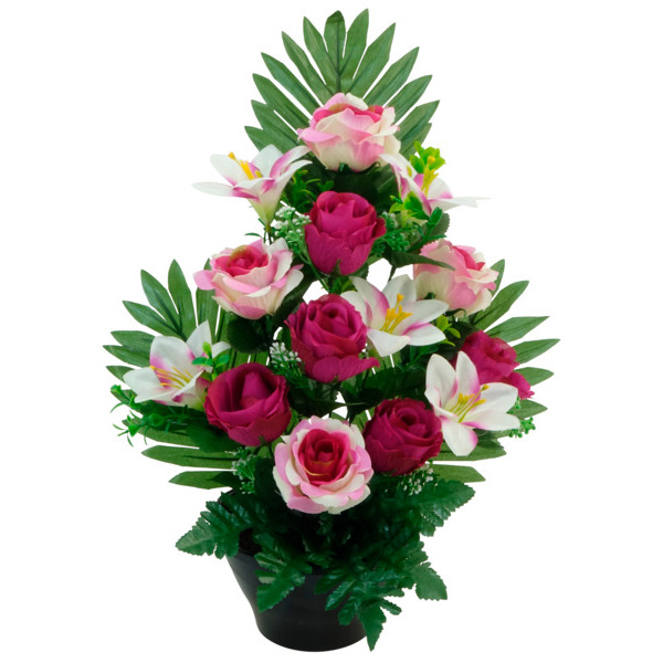 Vasque Roses Lys Gypsophile Et Pivoine Artificiels