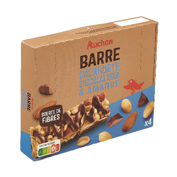 Barre Cacahuète Chocolat Noir & Amande Auchan