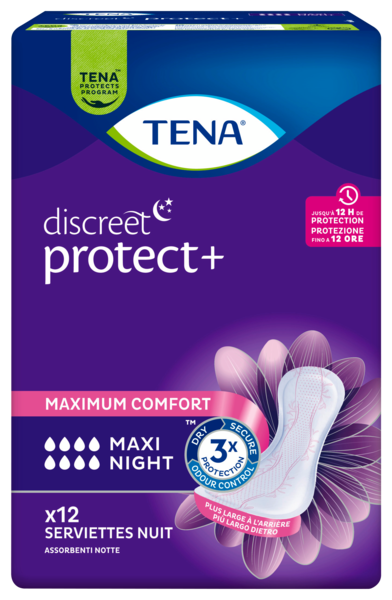 Serviettes Nuit Pour Fuites Urinaires Tena Discreet Protect+