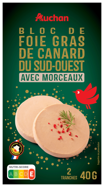 Bloc De Foie Gras De Canard Avec Morceaux Auchan