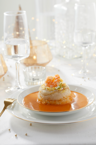 Filet De Sole Tropicale Farcie Aux Gambas Sauce Bisque De Homard 